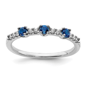14k White Gold Diamond and Sapphire 3-Stone Ring - RM-0EC55467-1508