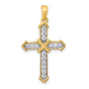 14k 1/6 carat Lab Grown Diamond VS/SI+ G+ Complete Cross Pendant - PM-3450651C-1698