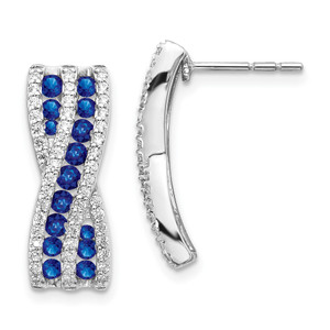 14k White Gold Diamond and Sapphire Fancy Earrings - EM-EB3C60C8-9422