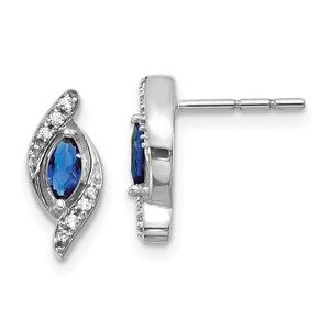 14k White Gold Diamond and Sapphire Post Earrings - EM-BEFB7994-6711