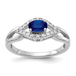 14k White Gold Diamond and Sapphire Ring - RM-492E9539-8851
