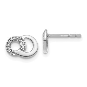 14k White Gold Diamond Circles Post Earrings