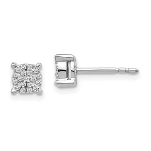 14k White Gold Diamond Cluster Post Earrings - EM-44302C14-6849