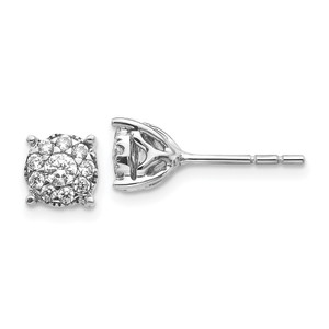 14k White Gold Diamond Cluster Post Earrings - EM-C48D5735-2197