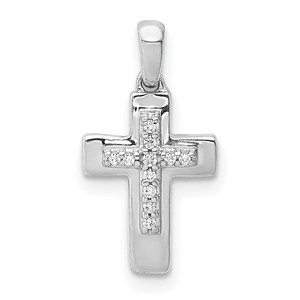 14k White Gold Diamond Cross Pendant - PM-B7805826-9894