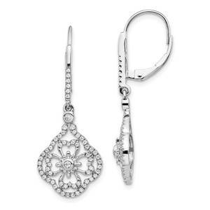 14k White Gold Diamond Fancy Leverback Earrings - EM-651D95C2-7130