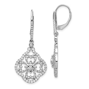 14k White Gold Diamond Fancy Leverback Earrings - EM-B05E0BE6-3257