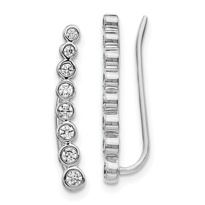 14k White Gold Diamond Graduated Ear Climber Earrings - EM-EC2F6E9F-6439