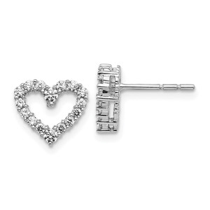 14k White Gold Diamond Heart Earrings - EM-7FA89740-9021