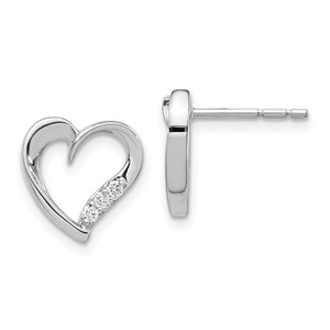14k White Gold Diamond Heart Earrings - EM-E07F299B-7270