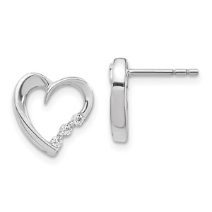 14k White Gold Diamond Heart Post Earrings - EM-8D5472BB-7226