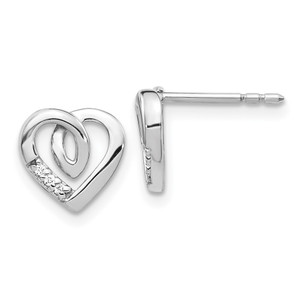 14k White Gold Diamond Heart Post Earrings - EM-B0C37AC6-1409