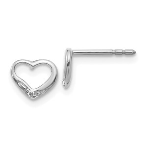 14k White Gold Diamond Heart Post Earrings - EM-E7AD9A38-1853