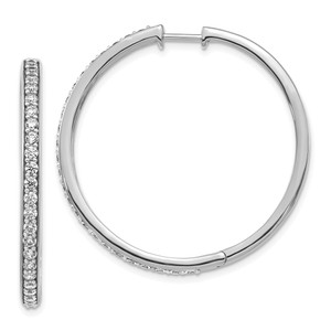 14k White Gold Diamond Hinged Hoop Earrings - EM-60B9013C-8063