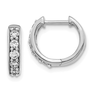 14k White Gold Diamond Hinged Hoop Earrings - EM-62B380AE-1107