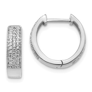 14k White Gold Diamond Hinged Hoop Earrings - EM-62FA7FFA-9056