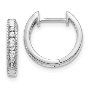 14k White Gold Diamond Hinged Hoop Earrings - EM-7040C538-6062