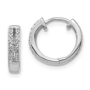 14k White Gold Diamond Hinged Round Hoop Earrings - EM-E2411A2B-8002