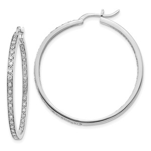 14k White Gold Diamond In/Out Hoop Earrings - EM-54C3D13B-9024