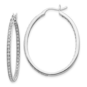 14k White Gold Diamond In/Out Hoop Earrings - EM-9A7C59C9-5322