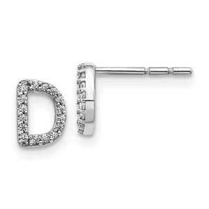 14k White Gold Diamond Initial D Earrings - EM-7883483F-6625
