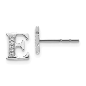 14k White Gold Diamond Initial E Earrings - EM-32648DDA-5423