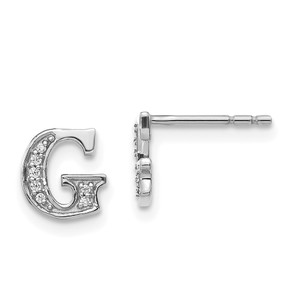 14k White Gold Diamond Initial G Earrings - EM-233BB6A5-8357