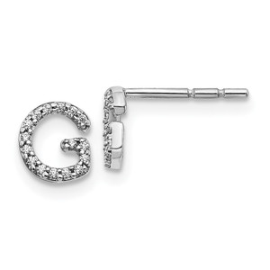 14k White Gold Diamond Initial G Earrings - EM-9F6A4557-1263