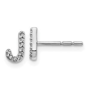14k White Gold Diamond Initial J Earrings - EM-09B478F2-3213
