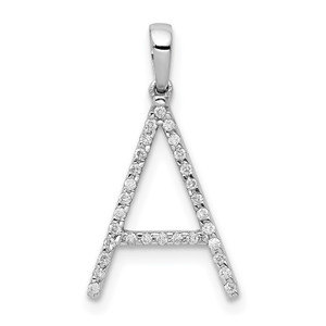 14K White Gold Diamond Letter A Initial Pendant - PM-61BF4CFB-9083
