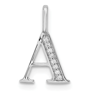14K White Gold Diamond Letter A Initial Pendant - PM-62095A58-6212