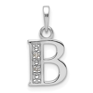 14K White Gold Diamond Letter B Initial Pendant - YC-8A75D0D8-7151