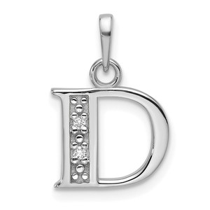 14K White Gold Diamond Letter D Initial Pendant - YC-10A06128-4775