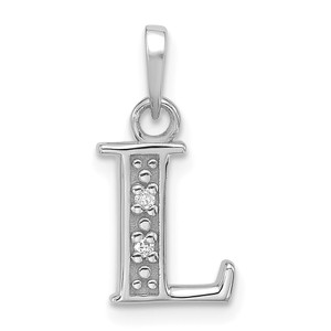 14K White Gold Diamond Letter L Initial Pendant - YC-0541134C-9035