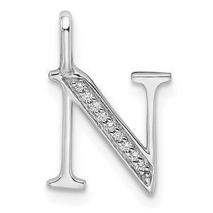 14K White Gold Diamond Letter N Initial Pendant - PM-C595797E-7310