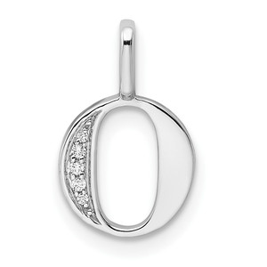 14K White Gold Diamond Letter O Initial Pendant - PM-549E8C2A-9239