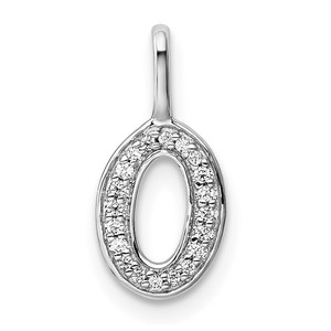 14K White Gold Diamond Letter O Initial Pendant - PM-BEBAA50C-7478
