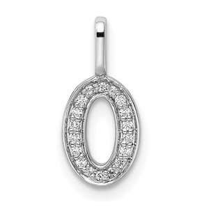 14k White Gold Diamond Number 0 Pendant - PM-9871200E-8971