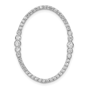 14k White Gold Diamond Oval Chain Slide Pendant