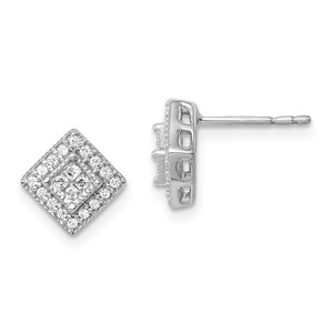 14k White Gold Diamond Post Earrings - EM-D04F32F4-7610
