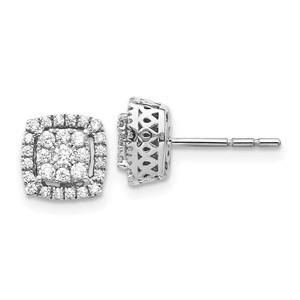 14k White Gold Diamond Post Earrings - EM-EBD87403-6196