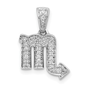 14k White Gold Diamond Scorpio Zodiac Pendant