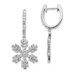 14k White Gold Diamond Snowflake Earrings - EM-25046D2D-4976