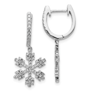 14k White Gold Diamond Snowflake Earrings - EM-E0343923-5065