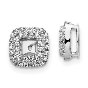 14k White Gold Diamond Square Earring Jackets - EJ-53BC0357-3537