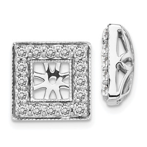 14k White Gold Diamond Square Jacket Earrings - EJ-DF595596-1582