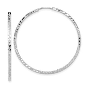 14k White Gold Diamond-cut Square Tube Endless Hoop Earrings - TF-3C60F4DD-4053