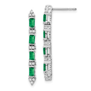 14k White Gold Emerald and Diamond 4-stone Dangle Earrings