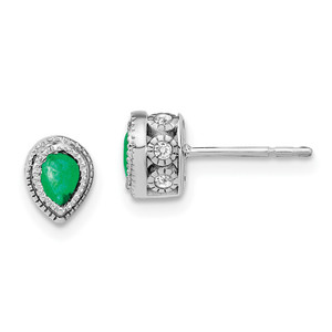 14k White Gold Emerald and Diamond Earrings - EM-174E4CB7-6948