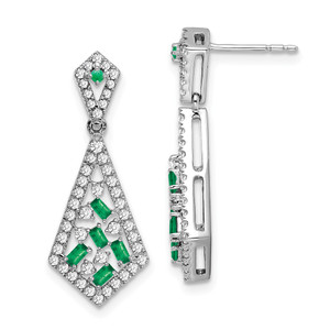 14k White Gold Emerald and Diamond Earrings - EM-A89E8348-9744